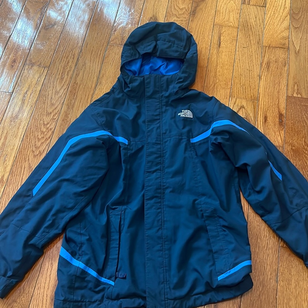 The North Face Kids Navy Blue Jacket with Light Blue Accents